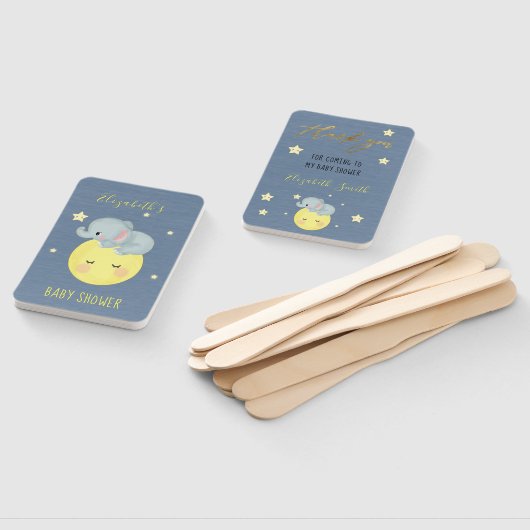 月と星かわいい象の男の赤ちゃんシャワー ハンドファン (組立なし)