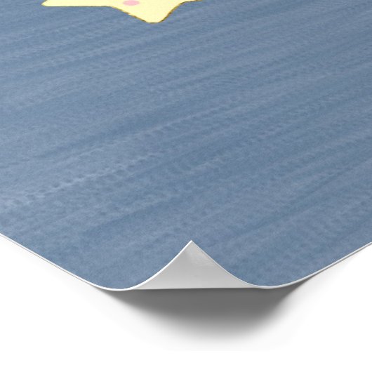 月と星かわいい象の男の赤ちゃんシャワー ポスター (角)