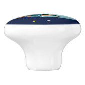 月と星がかわいいブルーフクロウ セラミックノブ (側面)