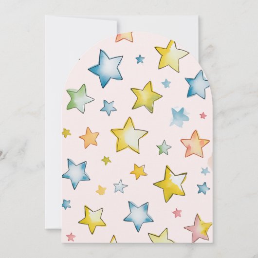 月と星それが女の子ベビーシャワー招待状 招待状 (裏面)