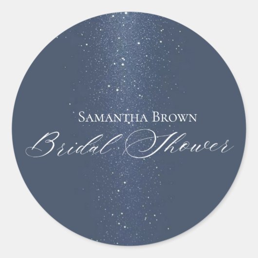 月と星とストリングライトのブライダルシャワー ラウンドシール (正面)