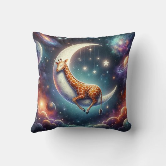 月と星に寝そべる空の赤ちゃんキリン クッション (裏面)