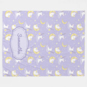 月と星のかわいいバニーとスカイベビー フリースブランケット (正面(横))