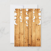 月と星のオーク材の本のリクエスト ベビーシャワー 招待状 (裏面)