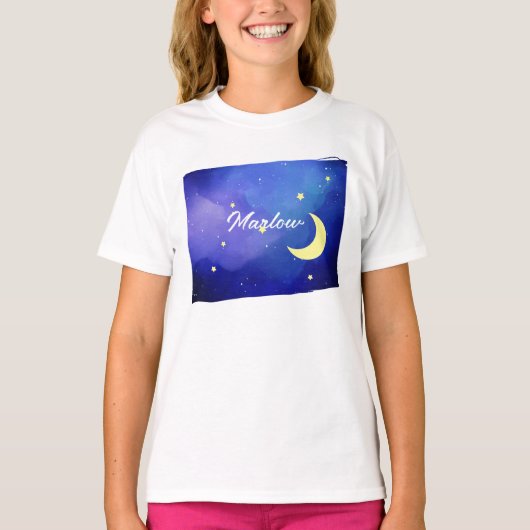 月と星のカスタムネーム Tシャツ (正面)