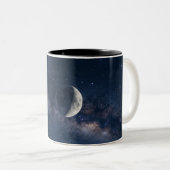 月と星のコーヒーマグ | 天体の夜空デザイン ツートーンマグカップ (正面右)