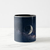 月と星のコーヒーマグ | 天体の夜空デザイン ツートーンマグカップ (中央)