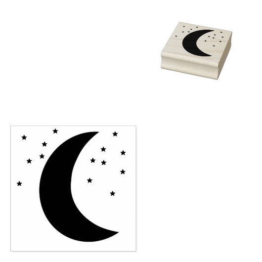 月と星のゴムアートとクラフトスタンプ ラバースタンプ (押印)