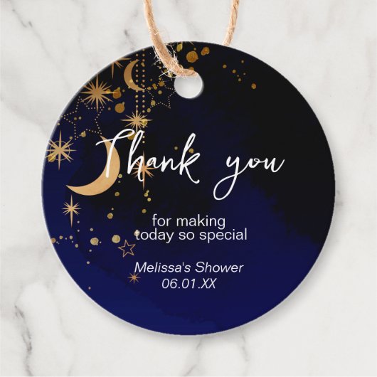 月と星のサンキューカードメッセージカード フェイバータグ (正面)