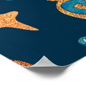 月と星のシームレスパターン ポスター (角)