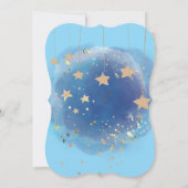 月と星のダークブルー水彩ゴールドアブストラクト 招待状 (裏面)