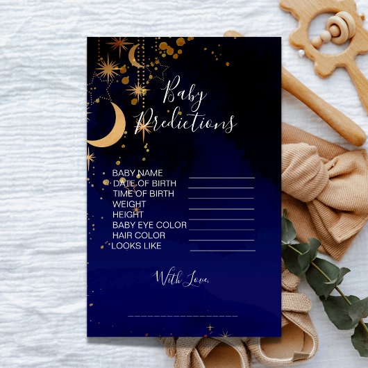 月と星のテーマ赤ちゃんシャワー予測ゲーム