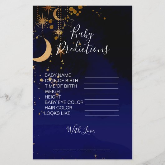 月と星のテーマ赤ちゃんシャワー予測ゲーム (正面)