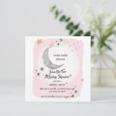 月と星のピンクの水の色のスプラッシュ 招待状 (スタンド正面)