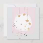 月と星のピンクの水の色のスプラッシュ 招待状 (裏面)