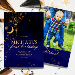 月と星のファーストバースデー招待状 招待状