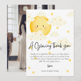 月と星のベビーシャワーフォト感謝カード 招待状