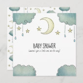 月と星のベビーシャワー 招待状 (正面/裏面)