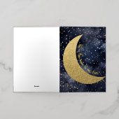 月と星のロマンチックな愛 箔グリーティングカード (外側レイダウン)