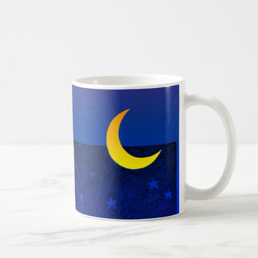 月と星のヴィンテージイブニングアート コーヒーマグカップ (右)