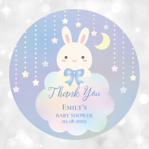月と星の上で男の子のシャワーありがとう ラウンドシール