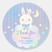 月と星の上で男の子のシャワーありがとう ラウンドシール (正面)