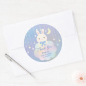 月と星の上で男の子のシャワーありがとう ラウンドシール (封筒)