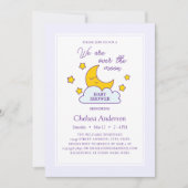 月と星の上で赤ちゃん男女兼用のシャワー 招待状 (正面)