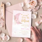 月と星の上の水色の女の子の赤ちゃんシャワー 招待状