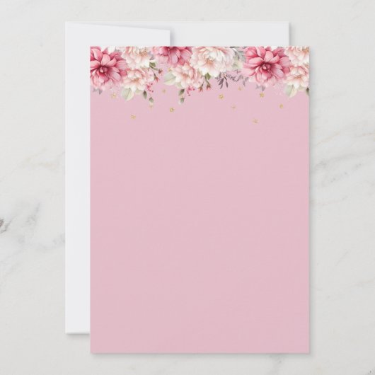 月と星の上の水色の女の子の赤ちゃんシャワー 招待状 (裏面)