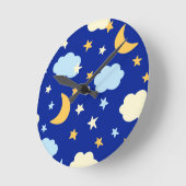 月と星の丸い時計 ラウンド壁時計 (傾斜)