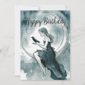 月と星の乙女とカラス 誕生日 招待状 (正面)
