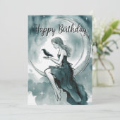 月と星の乙女とカラス 誕生日 招待状 (スタンド正面)