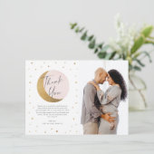 月と星の写真の赤ちゃんシャワー サンキューカード (スタンド正面)