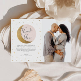 月と星の写真の赤ちゃんシャワー サンキューカード