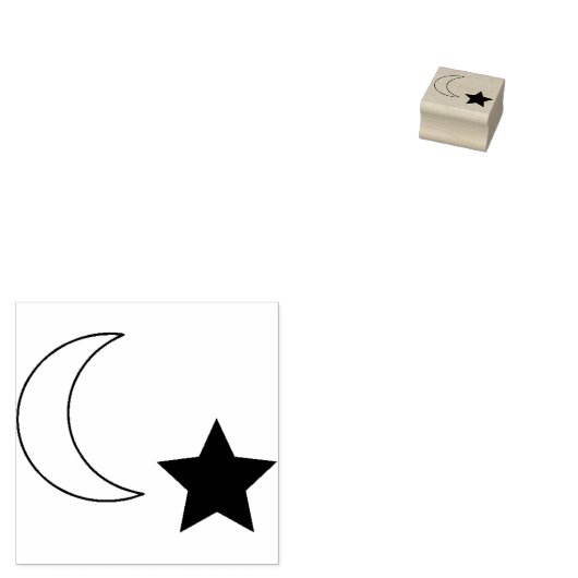 月と星の夜の小さな三日月1つ星 ラバースタンプ (押印)