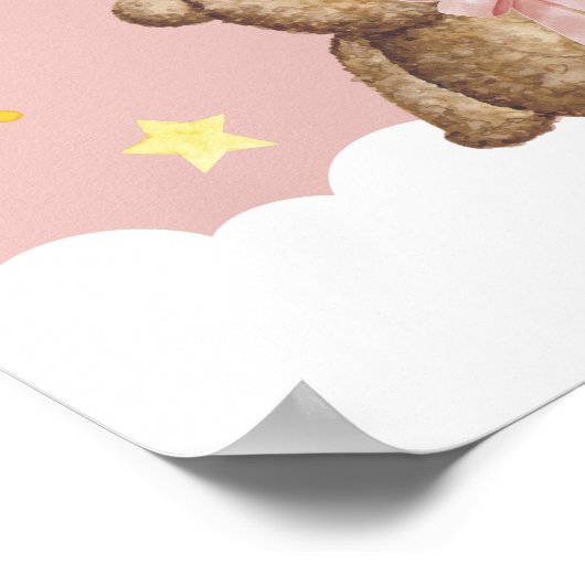 月と星の夢が大きい女の子のテディベアの寝室 ポスター (角)