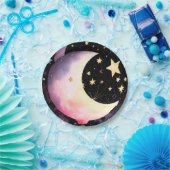 月と星の夢:ベビーガール天空シャワー ペーパープレート (パーティー)