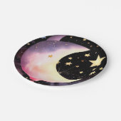 月と星の夢:ベビーガール天空シャワー ペーパープレート (アングル)