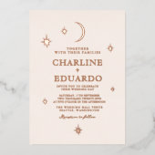 月と星の天の星星ゴールデン結婚ズ 箔招待状 (正面)