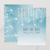 月と星の天体的な青 モダンなSave the Date 案内ポストカード (正面/裏面)