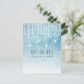 月と星の天体的な青 モダンなSave the Date 案内ポストカード (スタンド正面)