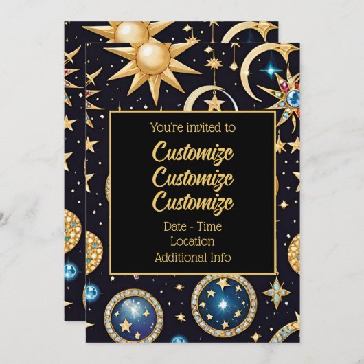 月と星の天体2 招待状 (正面/裏面)