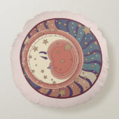 月と星の天体 ラウンドクッション (正面)