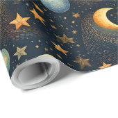 月と星の天体ID1080 ラッピングペーパー (ロールコーナー)