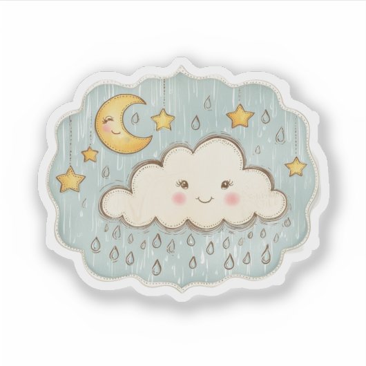 月と星の天雨の夜 シール (正面)