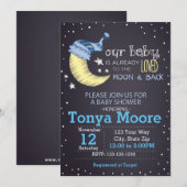 月と星の彼方へ ベビーシャワー招待状(男の子) 招待状 (正面/裏面)