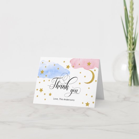 月と星の性別が明らかに感謝 サンキューカード (正面)