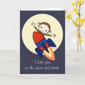 月と星の愛のカード かわいいお猿さんラブカード カード (黄色い花)