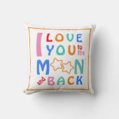 月と星の愛 オレンジ縁取り クッション (正面)